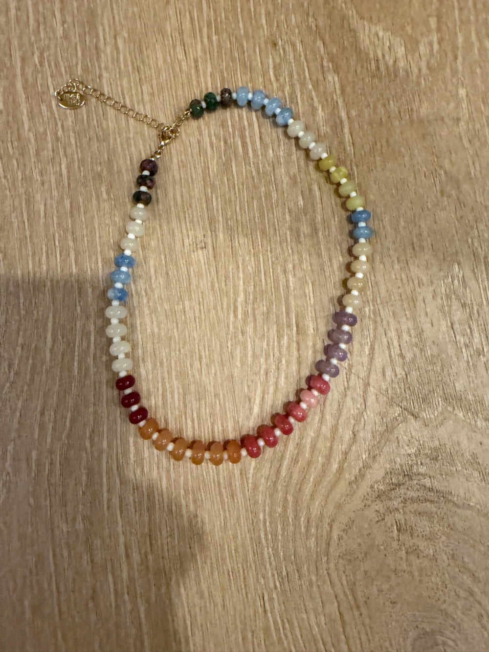 Amazon Multicolor Beaded Necklace with Gold Chain Accent